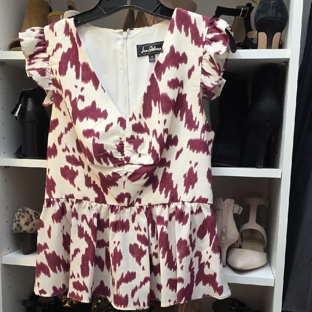Sam Edelman Beaumont Flutter Sleeve Printed Blouse